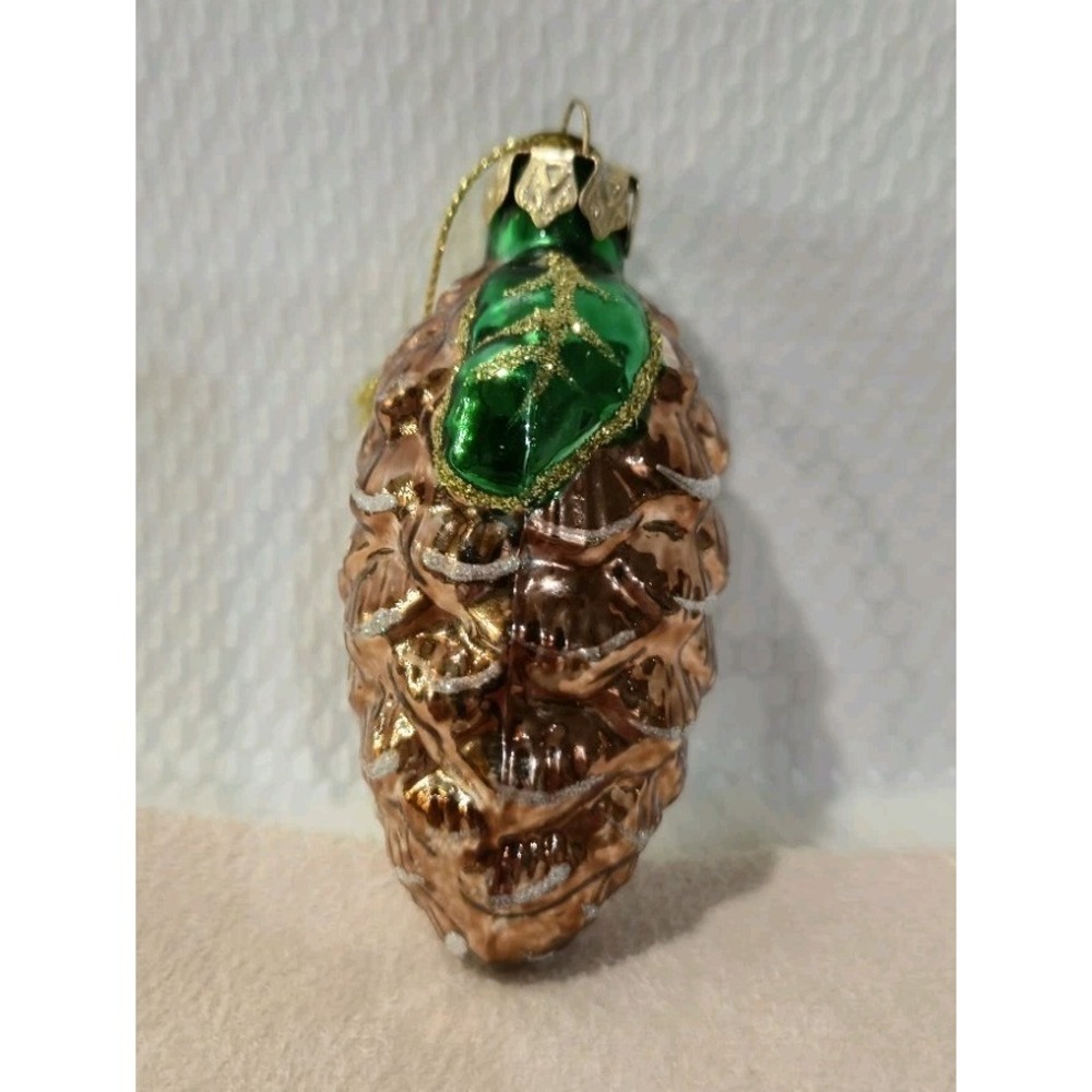 Vintage Thomas Pacconi Blown Glass Pinecone Christmas Ornament Nature 2003 3.5"
